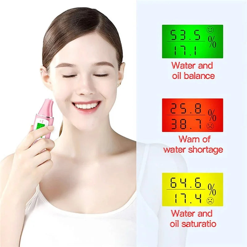 LCD Digital Skin Analyzer Precise Detector Skin Oil Moisture Tester for Face Skin Care with Bio-technology Sensor Spa Monitor