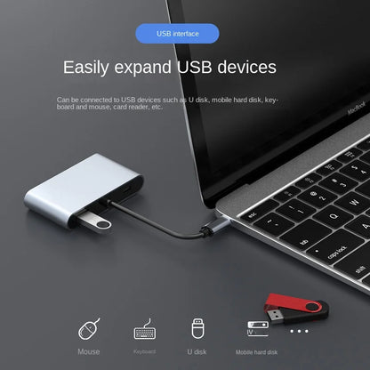 USB C Hub 5-in-1: 4K MST Multi-Display DP/VGA/HDMI Converter