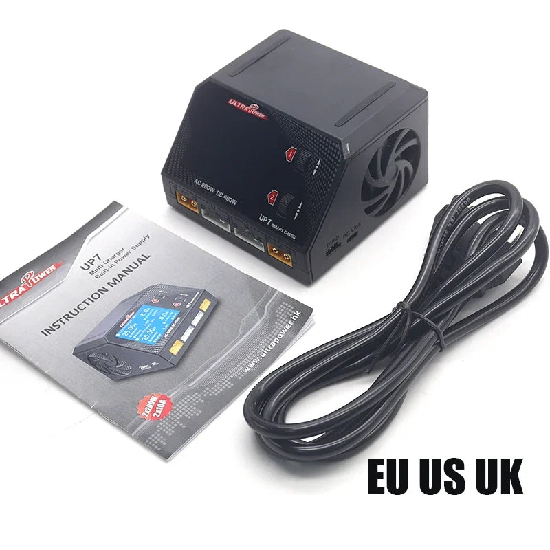 UltraPower UP7 Charger Discharger Dual Channel Balance AC200W DC400W 10A x 2 for 3S 4S 6S Lipo Lilon LiFe LiHV RC Models Battery