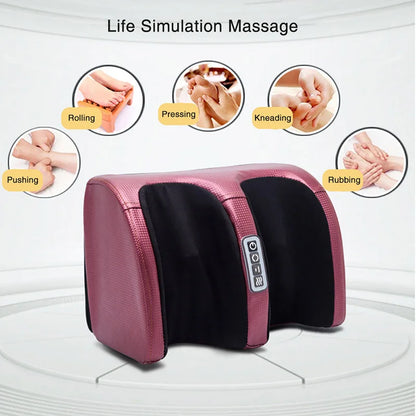 Electric Foot Massager Acupressure Kneading Rolling Vibration Tool Heating Therapy Calf Reflex Muscle Relaxation Massager