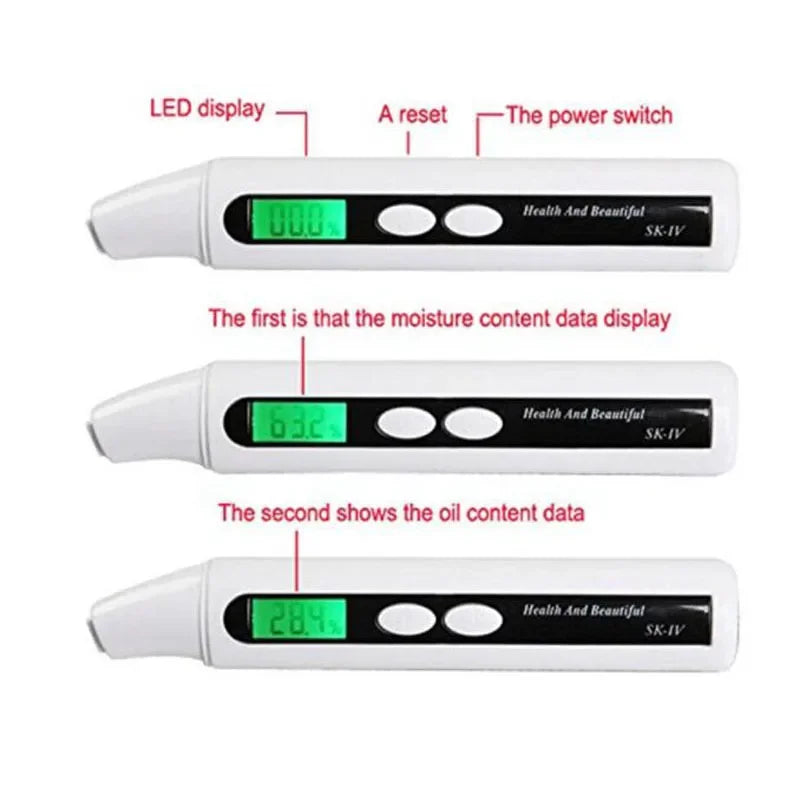 SK-IV Face Skin Moisture Tester Pen Digital LCD Digital Skin Moisture & Oil Content Analyzer For Face Forehead Cheek Eye Facial