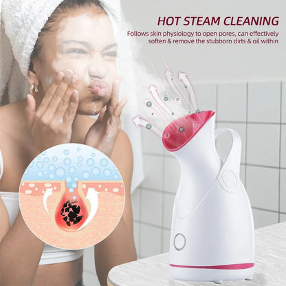 Nano Steam Facial Steamer Hot Compress Heating Sprayer Skin Moisturizing Humidifier Pore Deep Cleaning Water Hydration Nebulizer