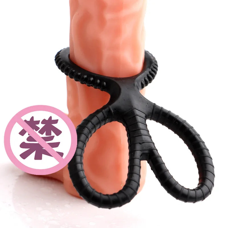 Triple Penis Ring Reusable Silicone Semen Cock Ring Penis Enlargement Delay Ejaculation Sex Shop Sex Toy For Men Chastity Device