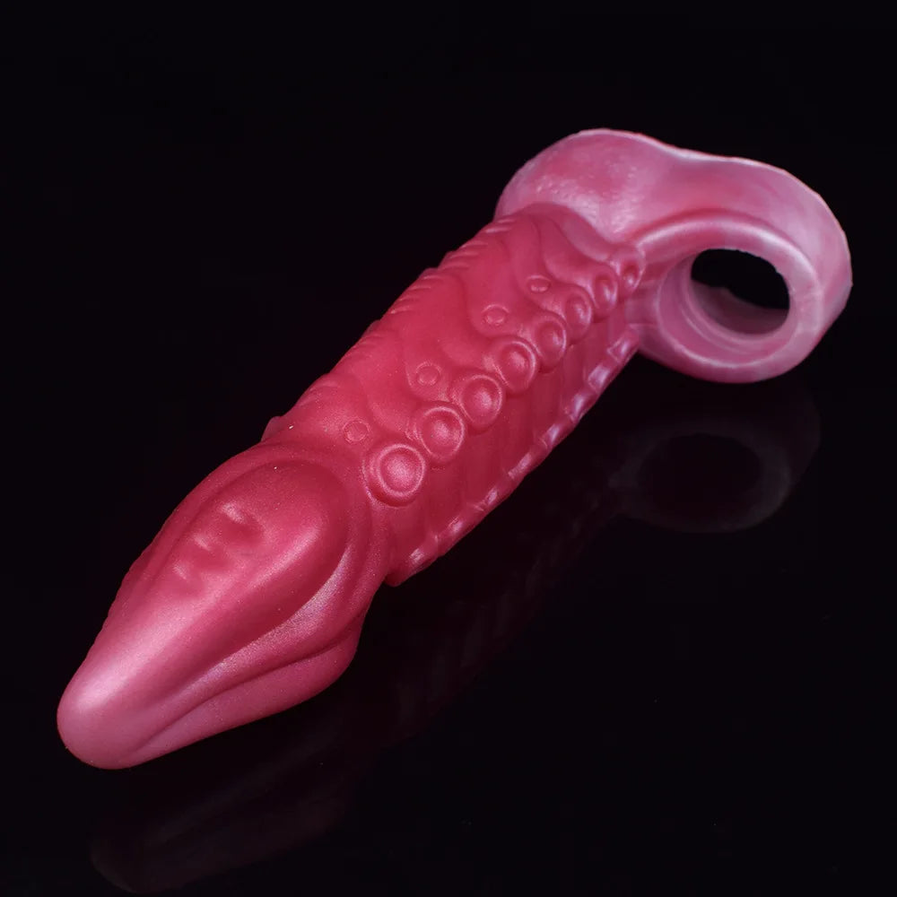 1pc Reusable Variety of Liquid Silicone Penis Cover Simulate Animal Hollow Soft Penis Bondage Gear for Adults Men's Thick Sleeve