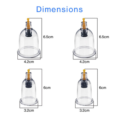 NEW 4 Jars Electric Anti-fat Suction Cup Ventouse Vacuum Cupping Body Massage Therapy Set Guassa Madro Pia Chinese Jar