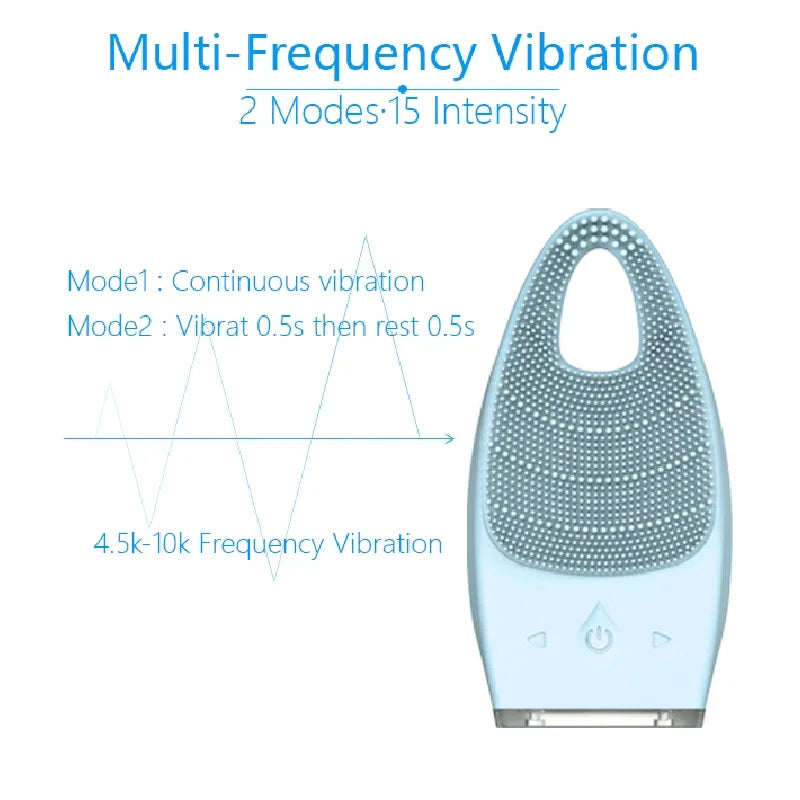 2 in 1 Ultrasonic High Frequency VibrationSilicone Facial Cleansing Brush  Facial Cleanser Hot Compress al Cleanser Pore Cleaner