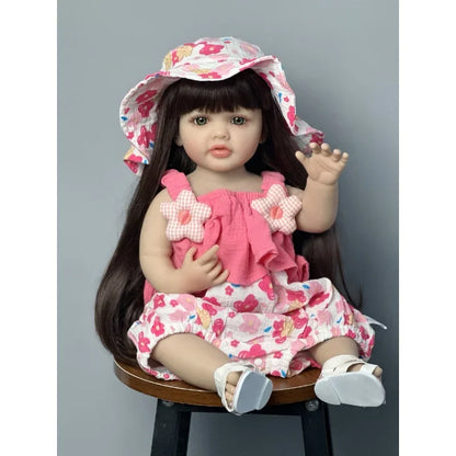 55CM Soft Silicone Reborn Baby Girl Doll Toy Lifelike 22Inch Reborn Dolls Toddler Art Doll Birthday Gifts for Child