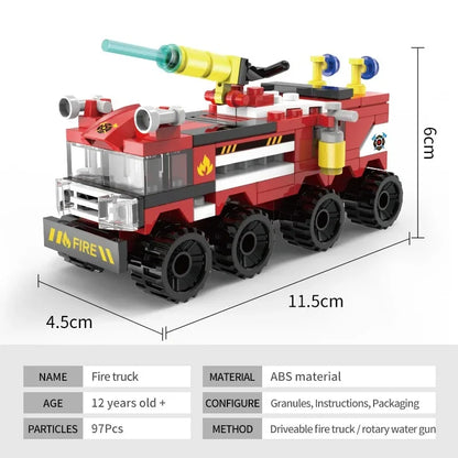 97PCS Small Fire Fighting Truck Helicopter Building Blocks Rescue Vehicle Firefighters Assemble Bricks Toys Gifts For Kids