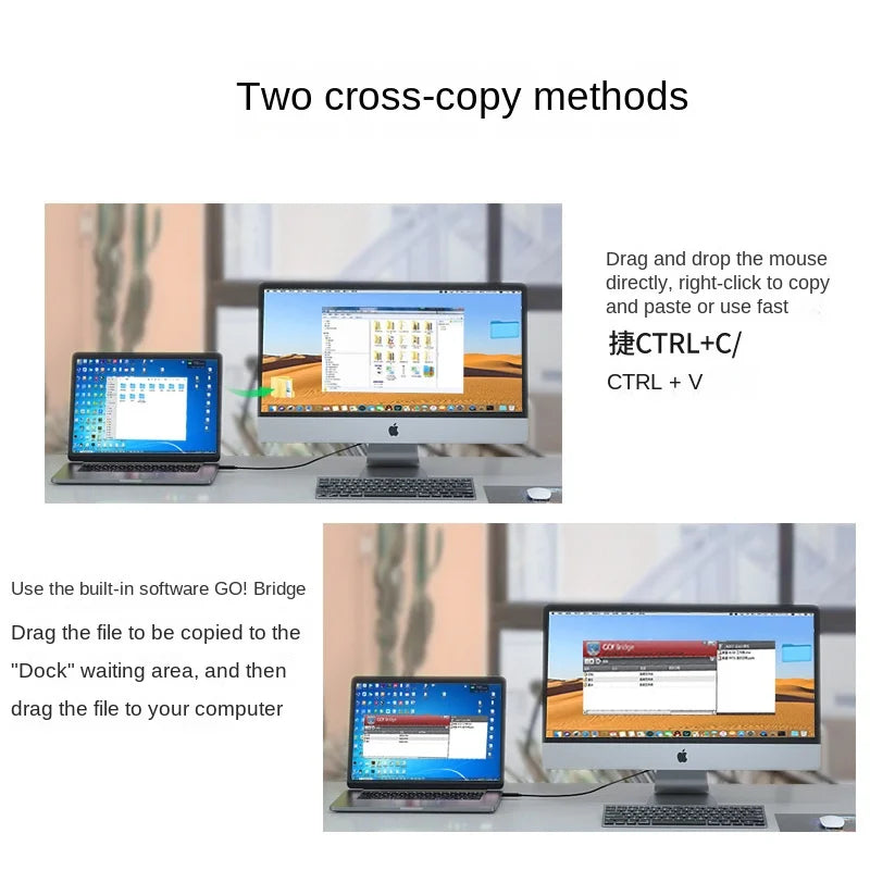 USB Data Transfer Cable - Type-C Laptop Sharing Kit with Keyboard and Mouse - PC To PC File Transfer