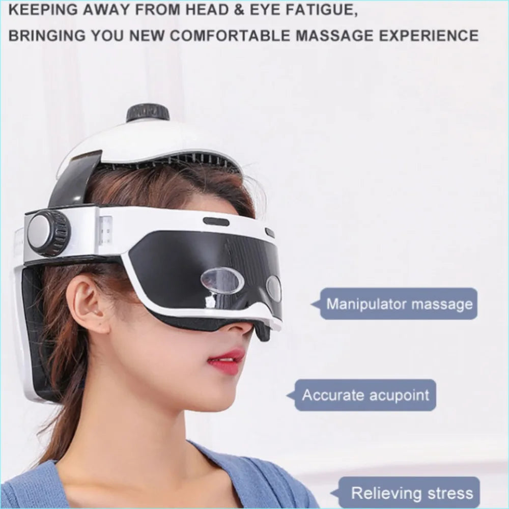 New Head Massage Helmet Electric Vibration Headache Pneumatic Massage Scalp Relaxation Automatic Hot Compress Bluetooth Version