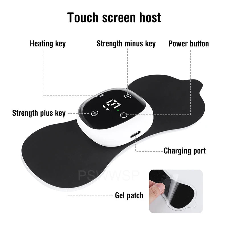 Electric Body Massager LCD Display EMS Neck Massager 6 Mode Cervical Massage Patch Portable Relief Pain Pulse Muscle Stimulator