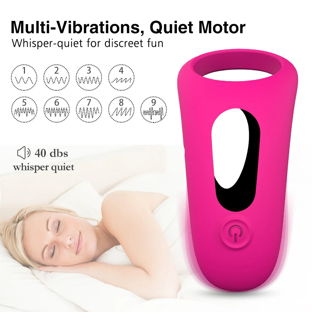 Wireless Remote Control Cock Ring with 9-Speeds Dual Vibration Delay Ejaculation  Clitoral Stimulator Sex Toys for Men Couple