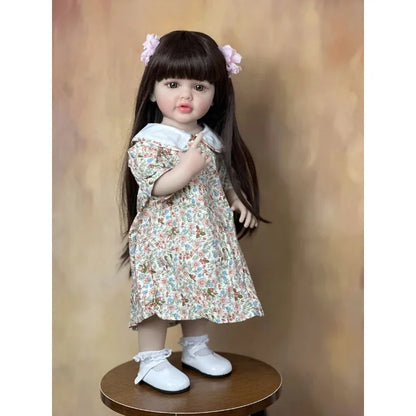 55CM Reborn Dolls 22Inch Baby Lifelike Realistic Stand Girl Doll Kit Full Soft Silicone Body Toddler Birthday Gift