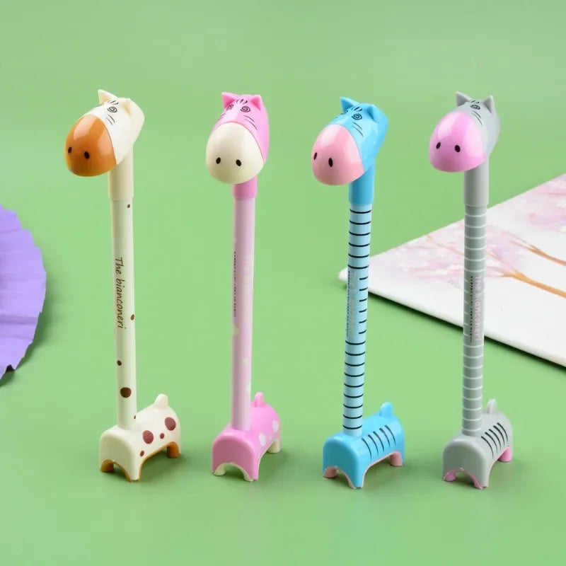 1PCS Learning Stationery Creative Cartoon Donkey Ballpoint Pen Cute Student Giraffe Desk Office Hippos Signature Pen Random