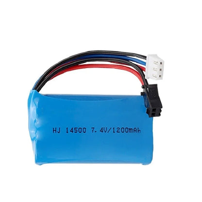 1Pcs 7.4V 1200mAh 14500 Li-ion Battery SM for Electric Toys Water Bullet Gun Toys Accessory 7.4V Battery for Vehicles RC Toy