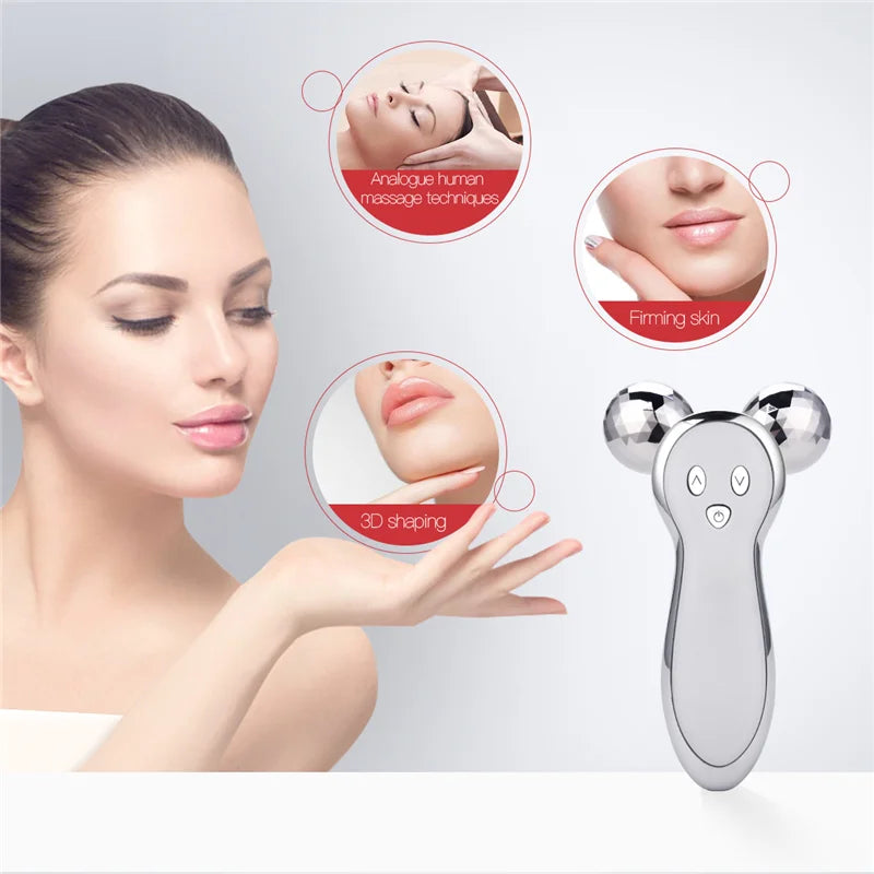 Rolling Ball Vibratory Face Lift Firming Soft New 3D V Face Body Slimming Wrinkle Removal Pulse Massage Skin Beauty Device