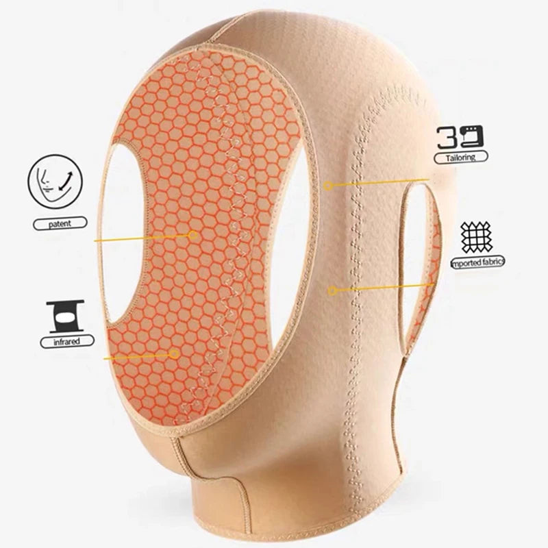 Face V Shaper High Elasticity Facial Slimming Bandage Side Leakage Ear Far infrared nano 3D Double Lift Breathable Facial Belt