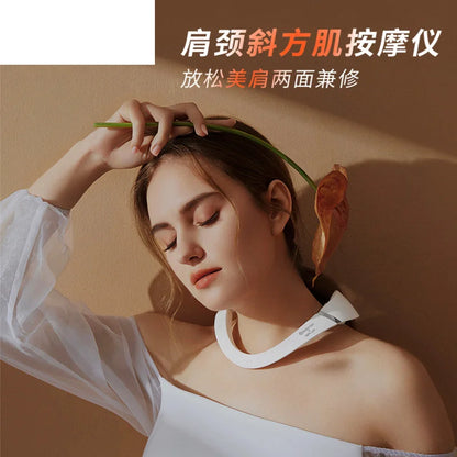 Cervical Spine Massager Neck Shoulder And Neck Massager Intelligent Neck Physiotherapy Dredging Spine Neck Protector - White