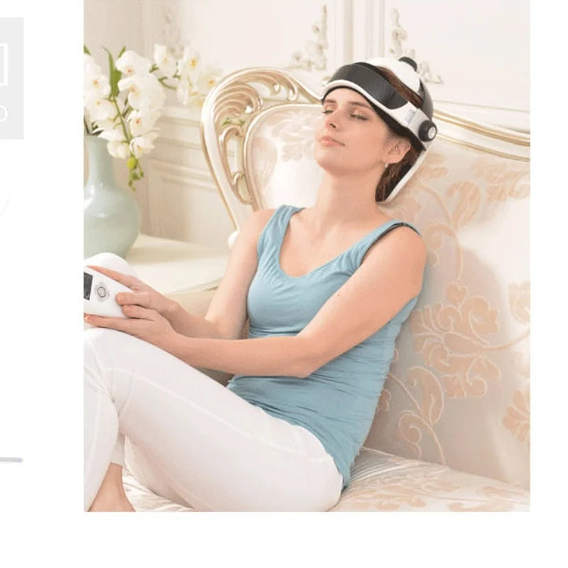 Electric Heat Head Massage Helmet Automatic Air Pressure Vibration Neck Massage Music Eye Massage Muscle Stimulator Health Care