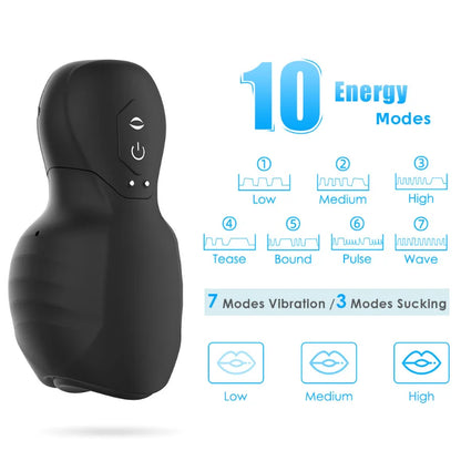 1PCS Powerful 7-Frequency Vibration 3-Frequency Sucking Masturbator Device Men’s Penis Sucking Oral Masturbator Blow Job For Men