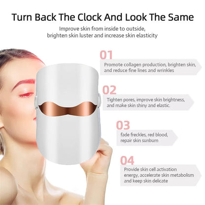 LED Light Therapy Facial Mask 7-3 Colors Lamp Photon Anti-Aging Anti Wrinkle Rejuvenation Wireless Face Mask Skin Care Beauty