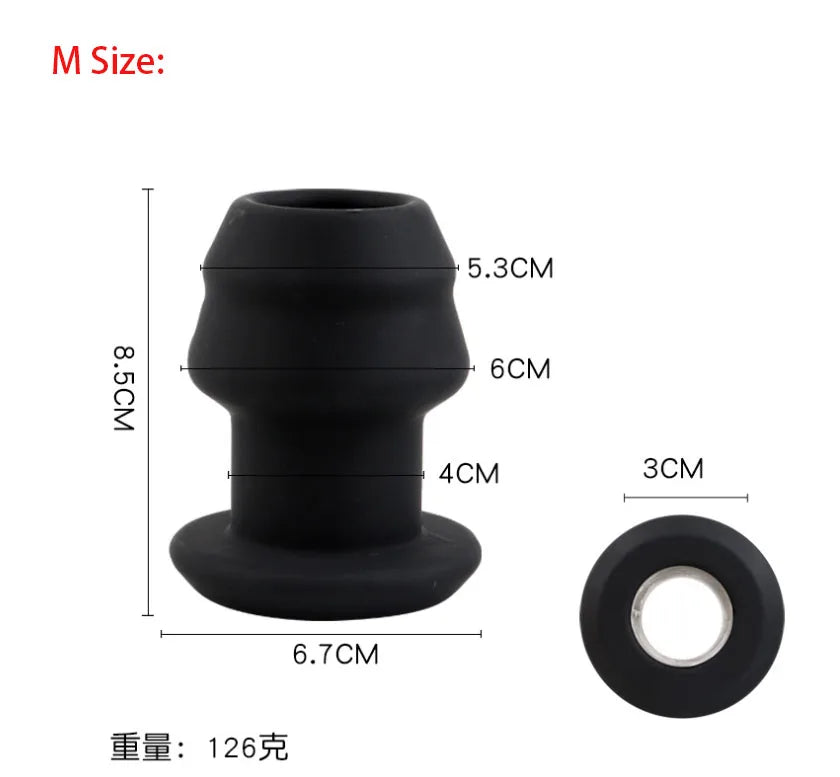 1ps Black Silicone Hollow Anal Plug Stopper Anus Speculum Expander Stimulator Butt Dilator Enemator Adults Masturbation Sex Toys