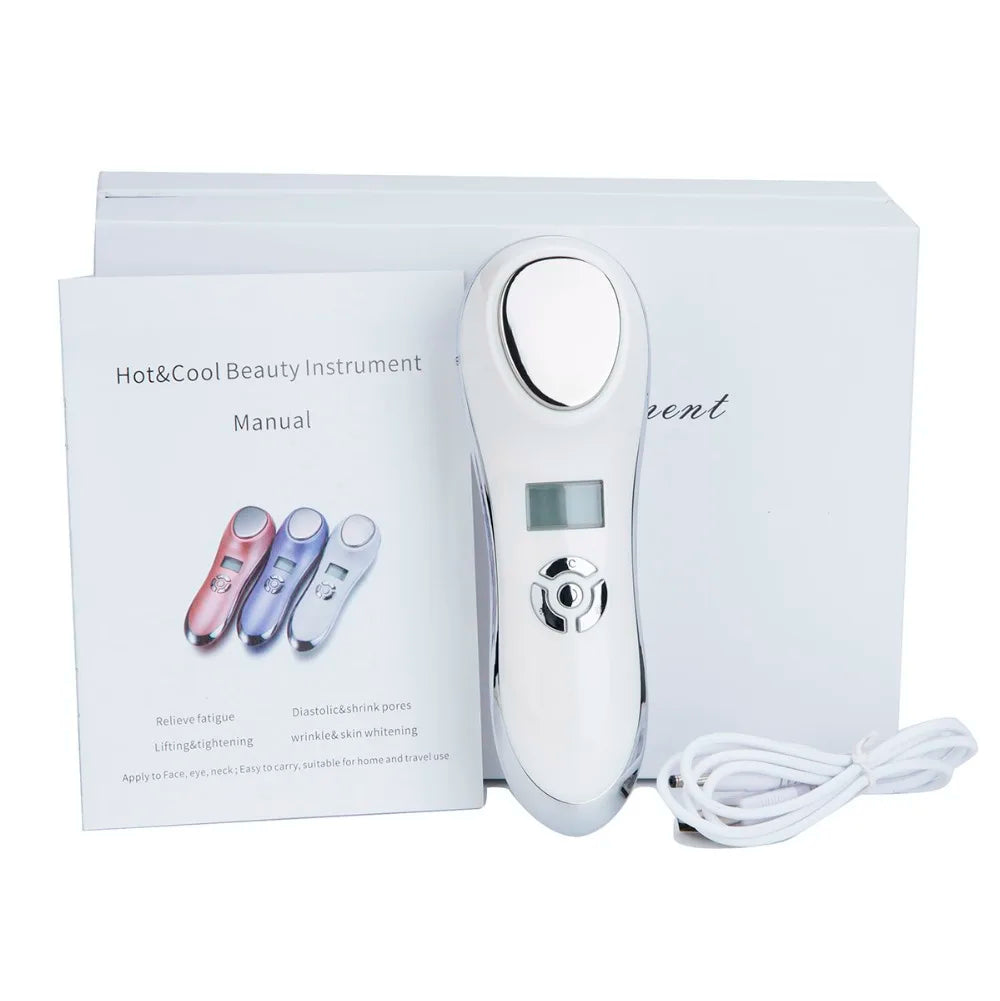 NEW Hot and Cold Massager 5 In 1 LED Photon Treatment Facial Skin Lifting Rejuvenation Vibration Device EMS Ion Microcurrent