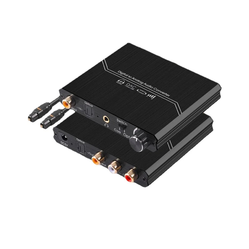 192KHz Digital To Analog Audio Converter - DAC Audio Converter with Optical and Coaxial Inputs, Volume Control