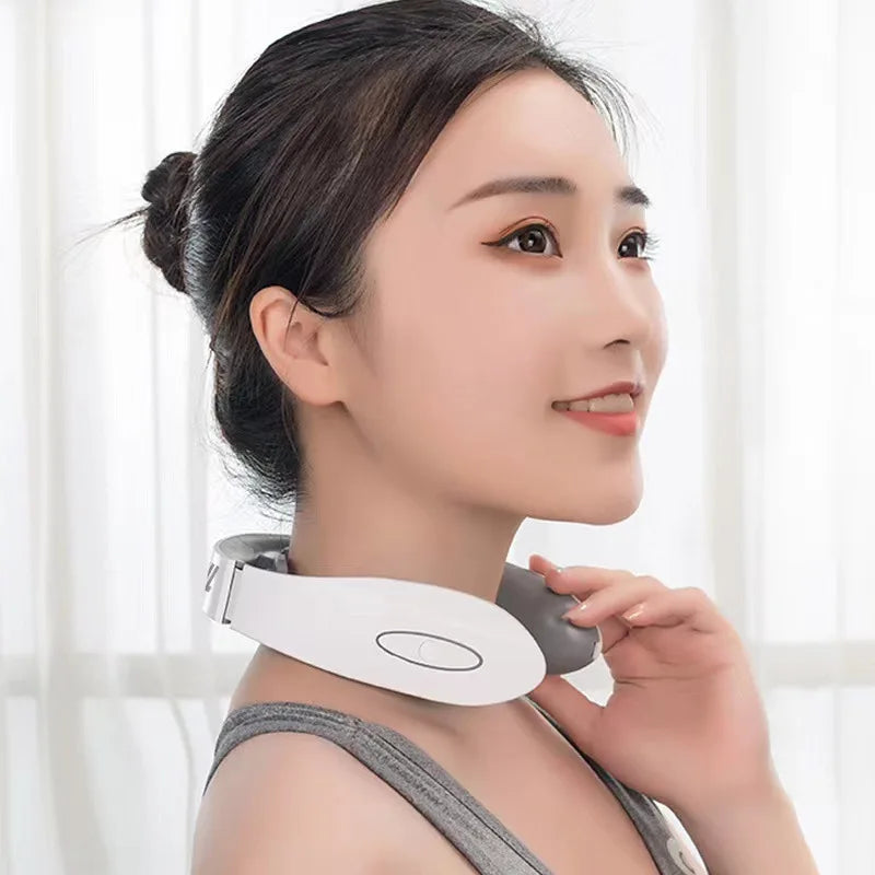 BXA EMS Pulse Massager Smart Bacn Neck Massager TENS Wireless Heat Cervical Vertebra Relax Muscle Pain Kneading Massage Device