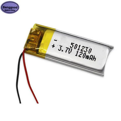 10PCS Banggood 3.7V 120mAh 501230 051230 Lipo Polymer Lithium Rechargeable Li-ion Battery Cells for GPS Bluetooth MP4 MP5 Toys