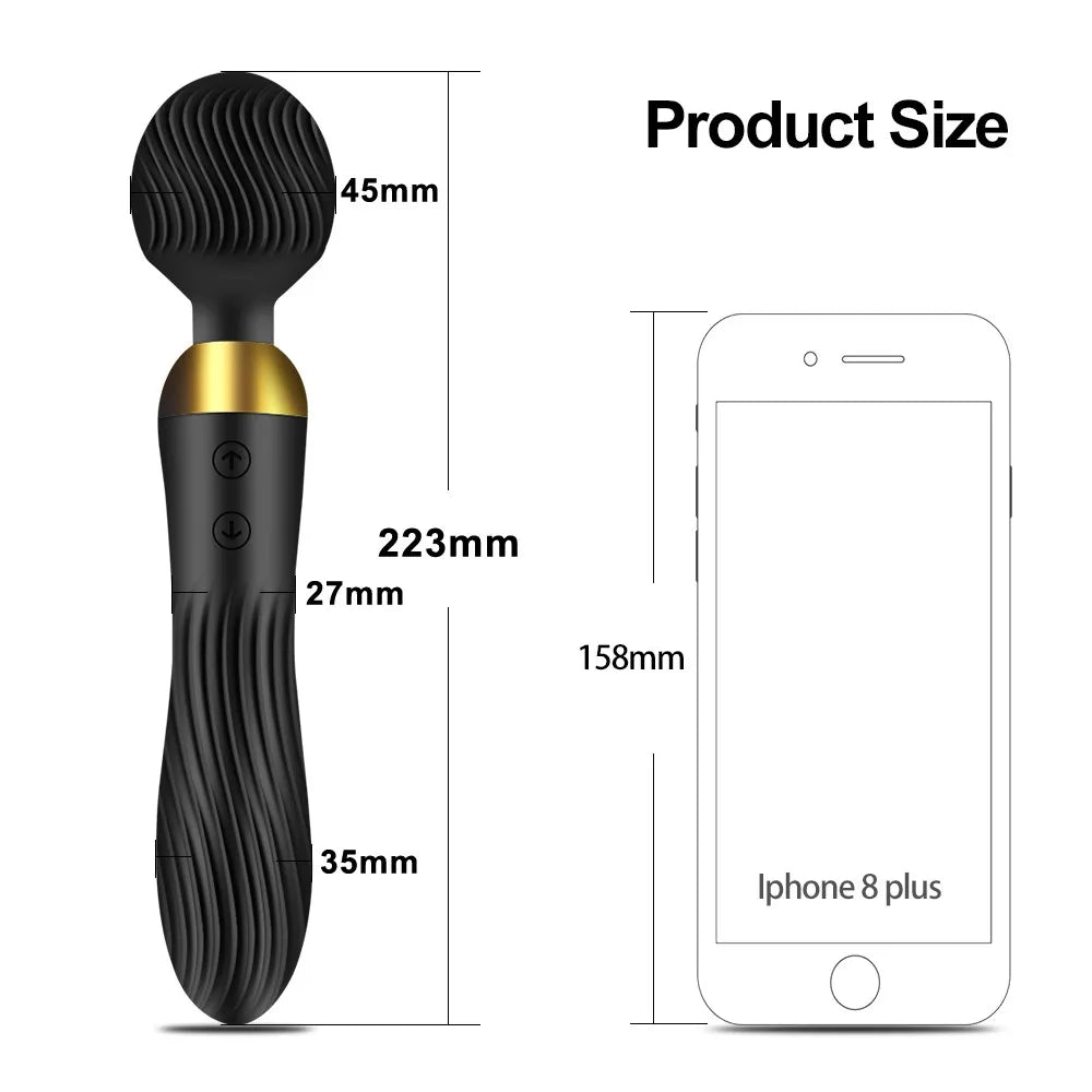 Soft Silicone Powerful 18-Band Dual Vibration AV Stick G Spot Massager  Clitoral Stimulator Masturbator Sex Toys for Women