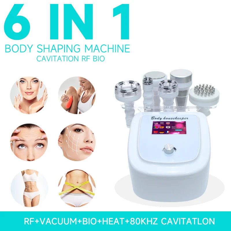 NEW 6 in 1 Lipo Cavitation Ultrasonic Vacuum Body Slimming 80K Sculpting Machine Face Massager Facial Beauty Health Device