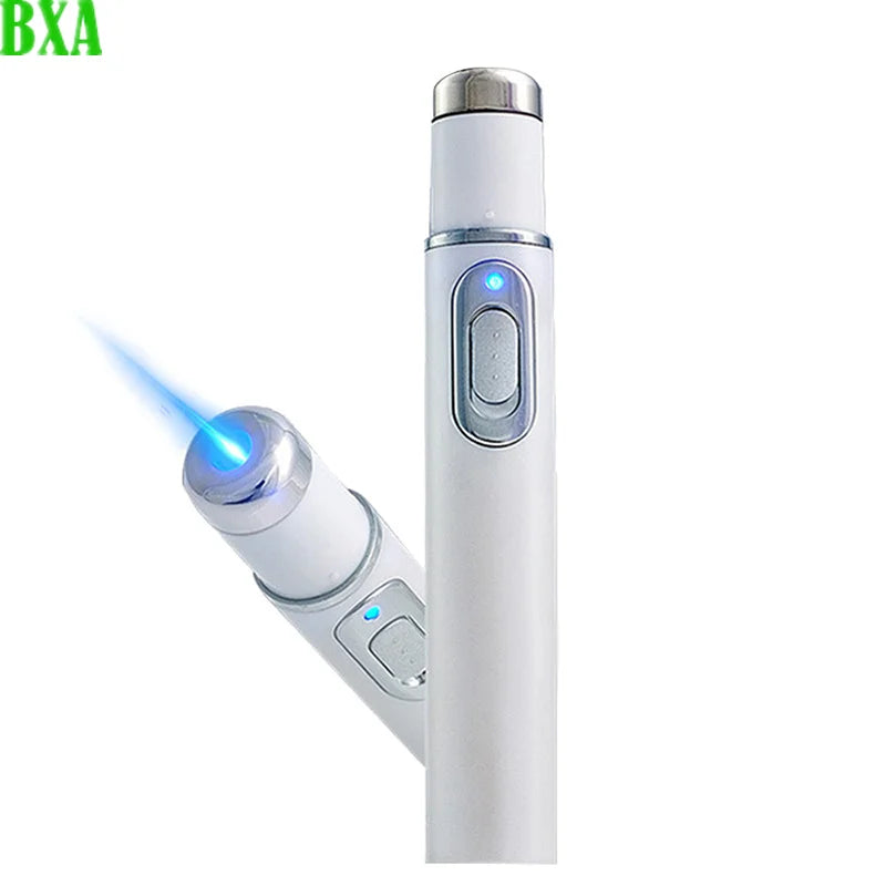 1PCS Blue Light Acne Pen Eye Massager Anti-Pouch Black Heating Eye Massager Stick Eye Beautifying Instrument (White)