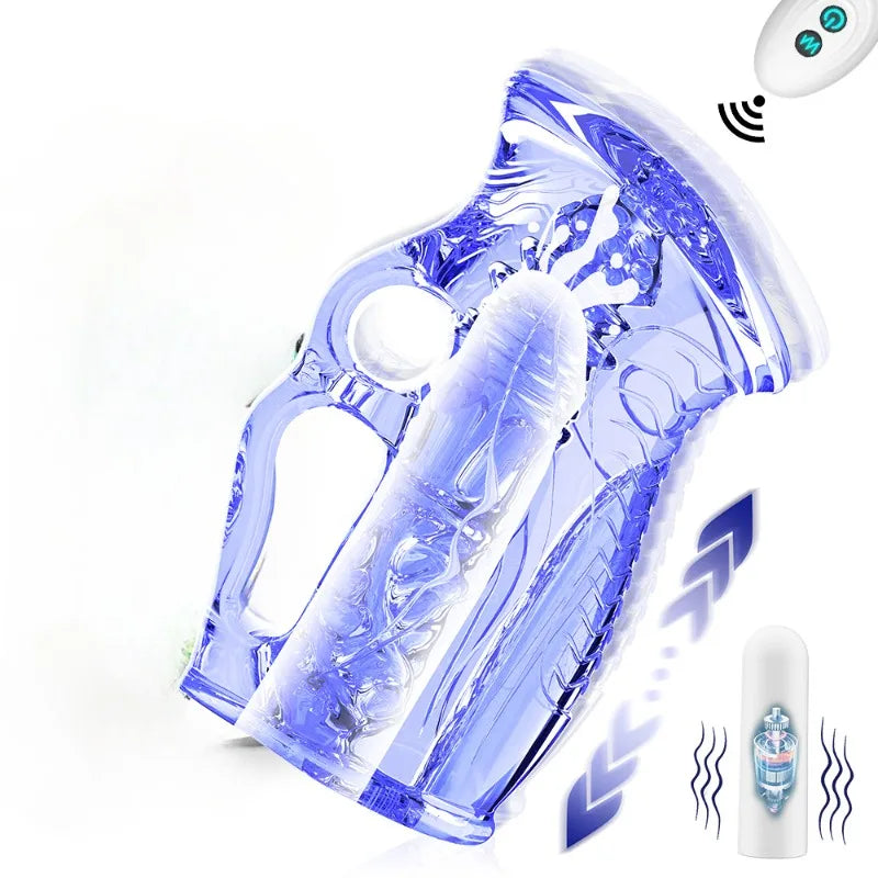 10-Speeds Wireless Remote Control Hand Glue Trainer Men's Masturbation Exercise Airplane Cup Particles Pussy Stimulate Sex Toys