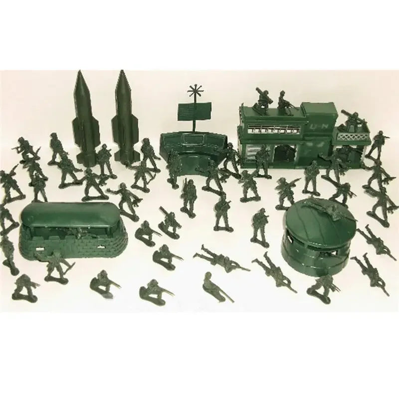 56PCS 5CM Military Soldiers Model Set Sand Table Scenario Kit Figures Accessories Model for Kids Children Christmas Gift Toys