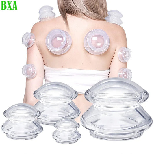 4pcs Silicone Vacuum Cupping Massager for Back GuaSha Cup Body Suction Ventosas Anti-Cellulite Skin Lift Cupping Jars Slim