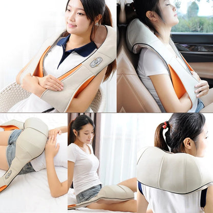 BXA U Shape Shiatsu Back Shoulder and Neck Massager Electric Full Body Massager with Heat Deep Tissue Kneading Pillow Massager