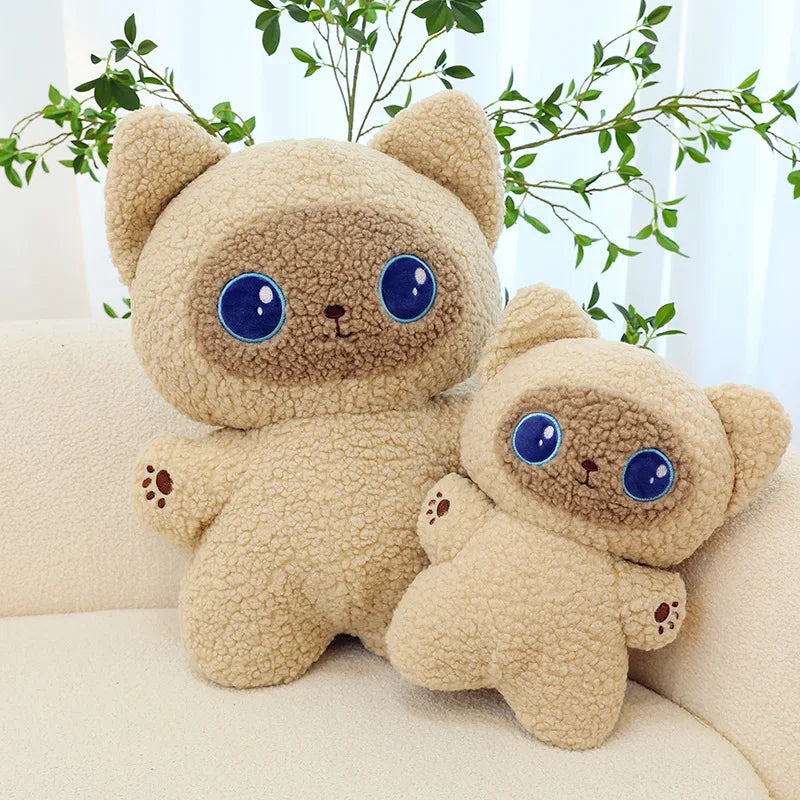 40cm Siamese Cat Doll Blue-eyed Cat Plush Toy Kitten Doll Kids Throw Pillow Soft Stuffed Cushion Rag Doll Girl Birthday Gift