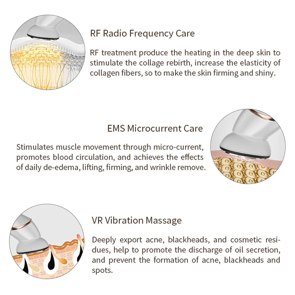 EMS Enhances Anti-aging Deep Cleaning Facial Care Beauty Machine Permanent Facial Vibratory Massager LED Photon Rejuvenation