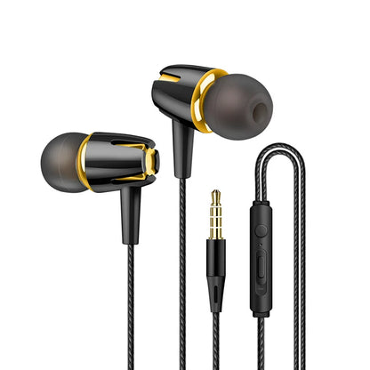 3.5mm Wired Headphones Sports Earphones HIFI Bass Earbuds in-Ear Headset Adjustable Voice Game Subwoofer with Mic Handsfree Call