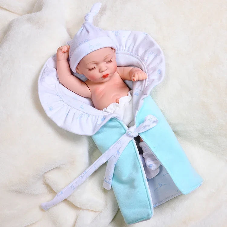 35CM Cute Baby Reborn Dolls Toys Lifelike Infant Baby Swaddle Blanket Silicone Waterproof Doll Reborn Toy for Girls Gifts