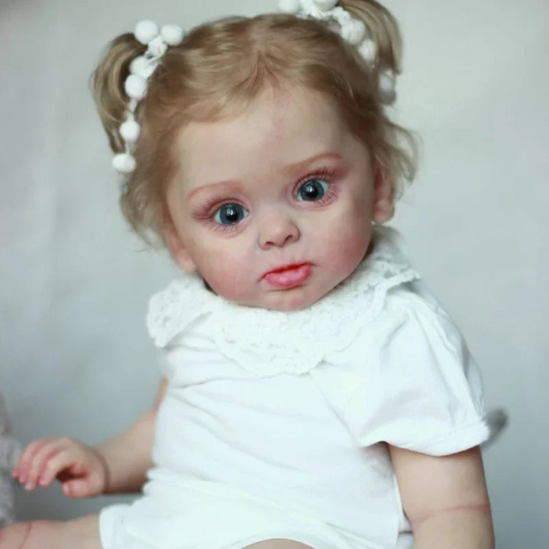 55CM Reborn Girl Baby Doll 3D Marble Texture Skin Visible Veins Soft Silicone Toy Cloth Body Kid Dress Up Play House Gift