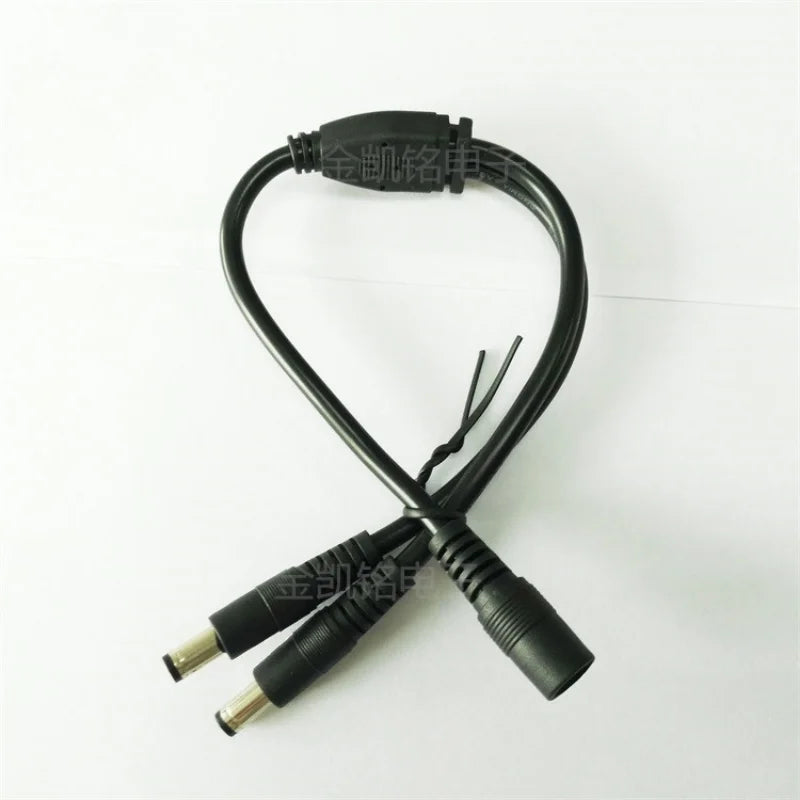 Thick Copper 12V Surveillance Power Cable - 1 Female To 2 Male DC5.5*2.1mm - 10A - for CCTV Cameras and Security Systems