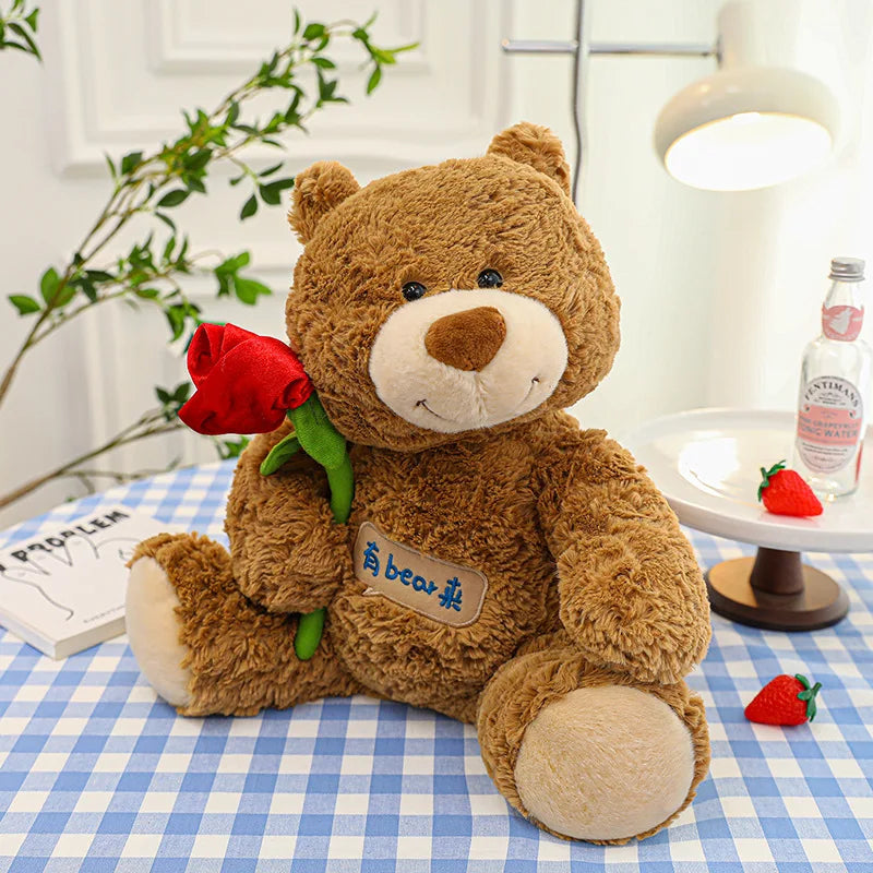 25/33cm Happy Birthday Teddy Bear Plush Toys Rose Bear Stuffed Soft Wedding Gift Baby Toy Valentine Lover Gift Cute Animal Doll