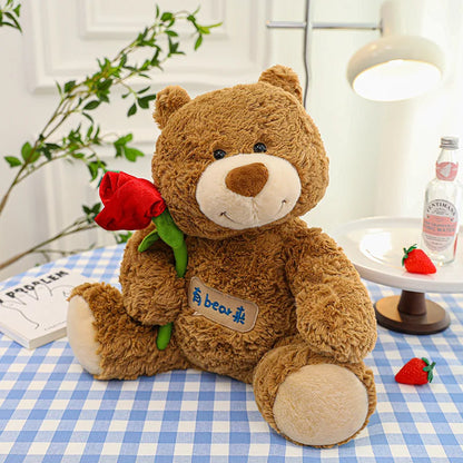 25/33cm Happy Birthday Teddy Bear Plush Toys Rose Bear Stuffed Soft Wedding Gift Baby Toy Valentine Lover Gift Cute Animal Doll