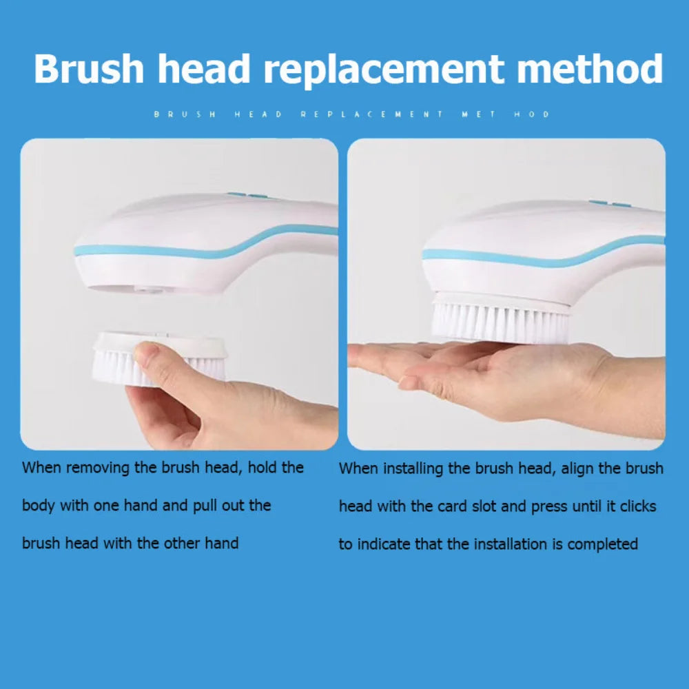 Long Handle Bath Brush Electric Body Massager Multifunction Cleaning Brush for Home Back Massage Automatic Rubbing Mud Brush