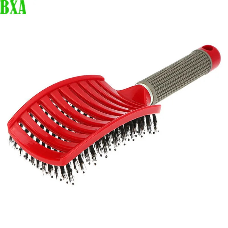 1PCS Multicolor Bristle Nylon Scalp Massage Comb Women Wet Curly Detangle Hairbrush Hair Growth for Relax & Stress Relief