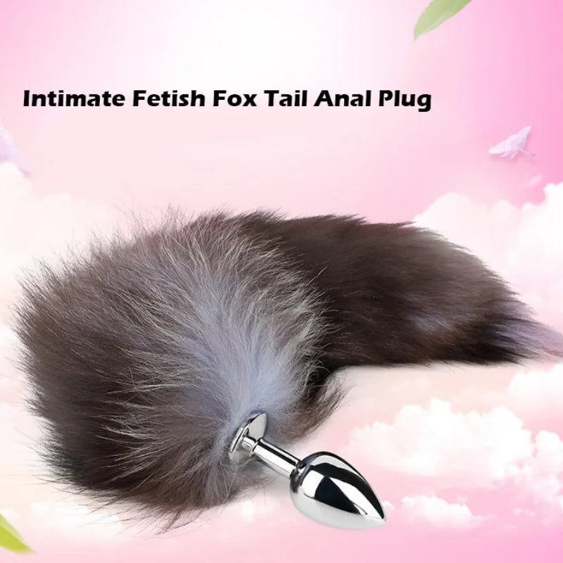 1PCS Soft Artificial Wool Fetish Fox Tail Metal Anal Plug Butt Plug  Adults Games Sex Products Cosplay Sex Toy for Men/Women