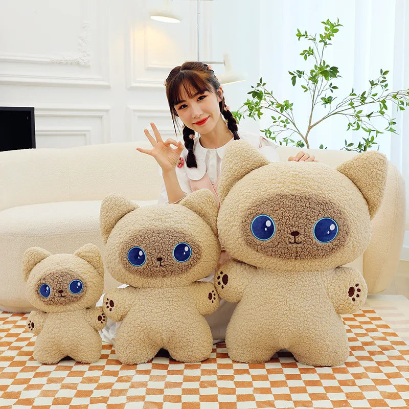 40cm Siamese Cat Doll Blue-eyed Cat Plush Toy Kitten Doll Kids Throw Pillow Soft Stuffed Cushion Rag Doll Girl Birthday Gift