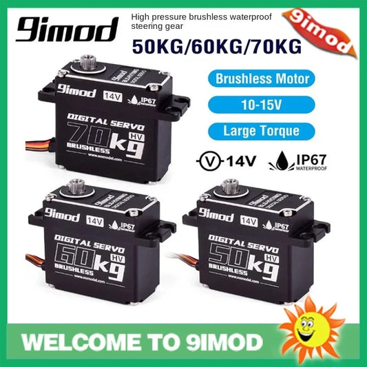 9imod Brushless Servo 50KG 60KG 70KG Waterproof RC Servo Motors Metal Gear 14V For 1/8 1/10 RC Crawler Car Robot Traxxas Scx10